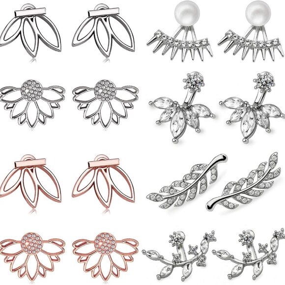 Other - Fashion Hollow Lotus Flower Earrings Crystal Simple Chic Stud Earrings Set